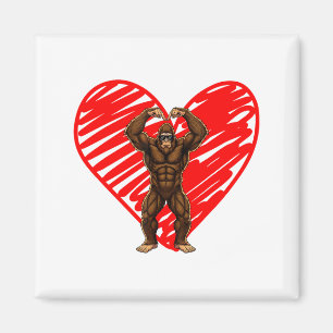 Funny Valentines Day Bigfoot Sungles In Heart Sasq Magnet