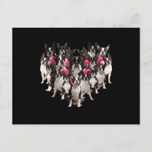Funny Valentines Day Boston Terrier Heart Gift Dog Announcement Postcard