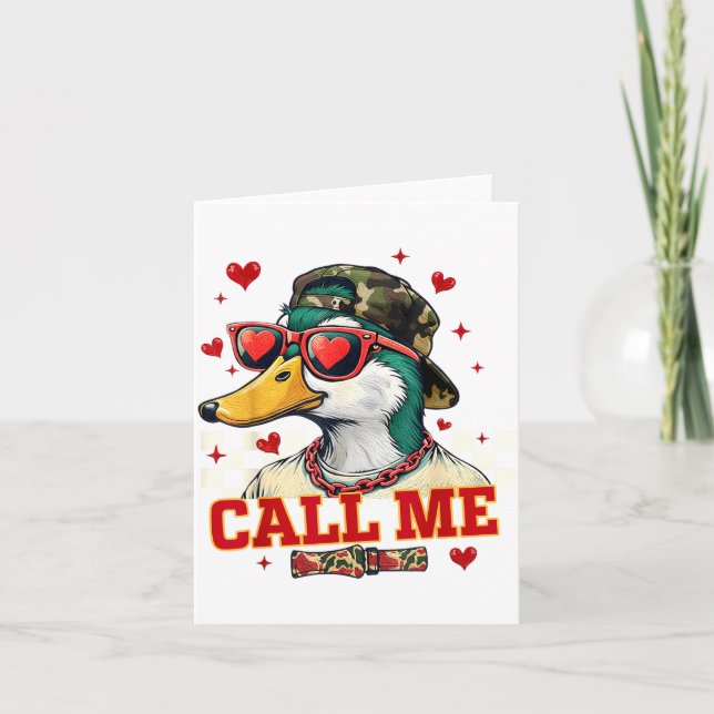 Funny Valentine's Day Boy Duck Hunting Call Me Tod Card (Front)
