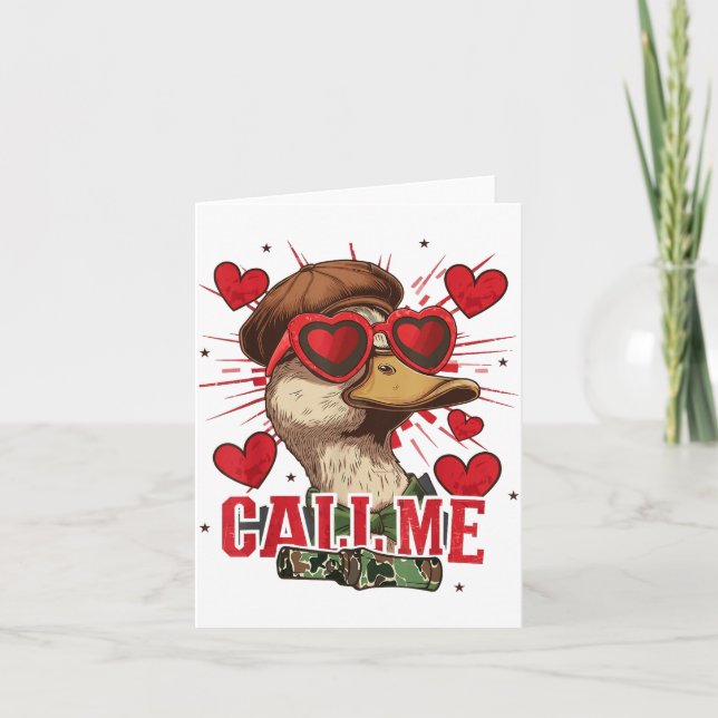 Funny Valentine's Day Boy Duck Hunting Call Me Tod Card (Front)