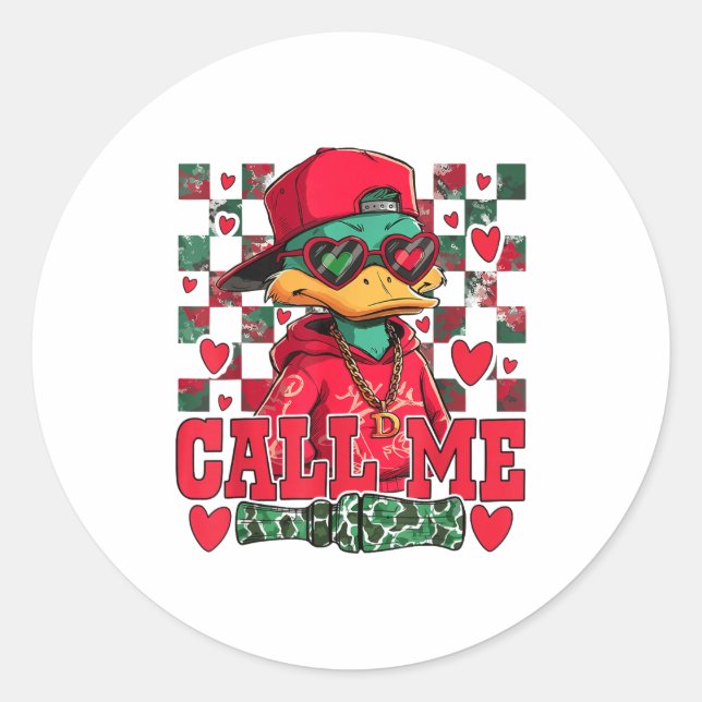 Funny Valentine's Day Boy Duck Hunting Call Me Tod Classic Round Sticker (Front)