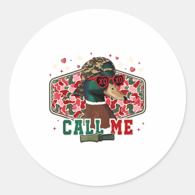 Funny Valentine's Day Boy Duck Hunting Call Me Tod Classic Round Sticker (Front)
