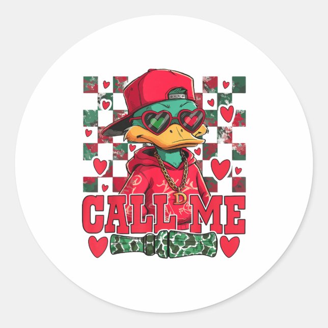 Funny Valentine's Day Boy Duck Hunting Call Me Tod Classic Round Sticker (Front)