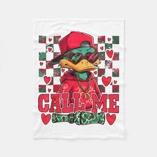 Funny Valentine's Day Boy Duck Hunting Call Me Tod Fleece Blanket (Front)