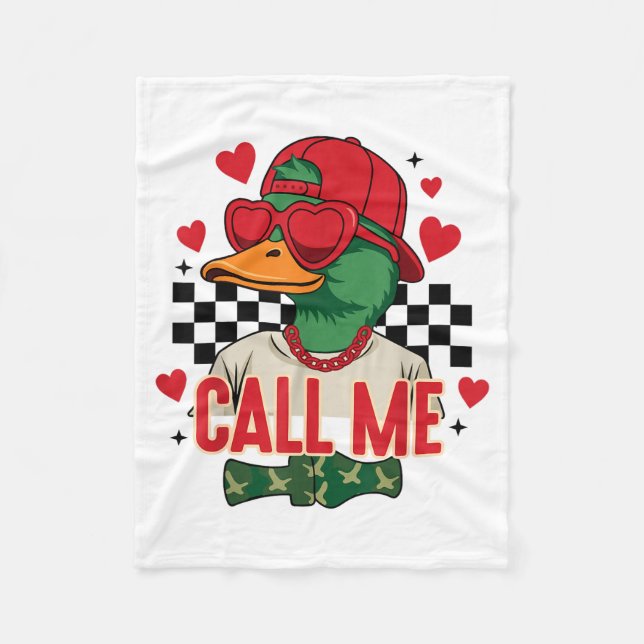 Funny Valentine's Day Boy Duck Hunting Call Me Tod Fleece Blanket (Front)