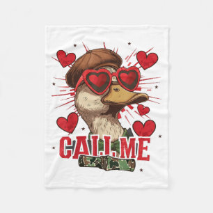 Funny Valentine's Day Boy Duck Hunting Call Me Tod Fleece Blanket