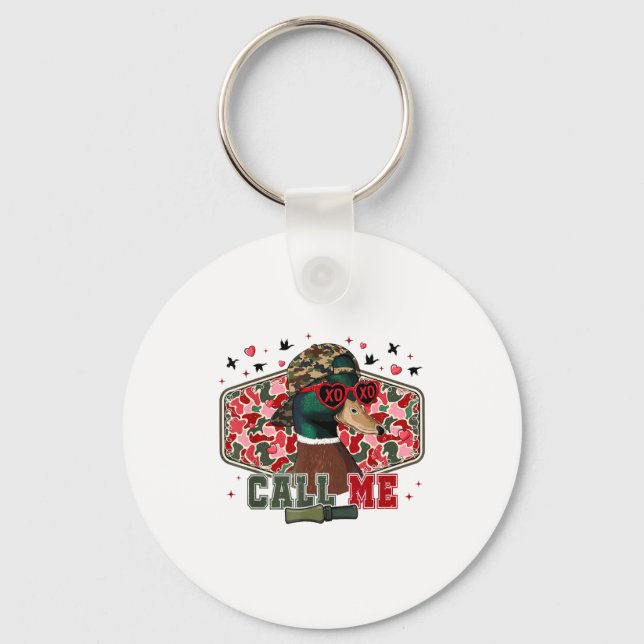 Funny Valentine's Day Boy Duck Hunting Call Me Tod Keychain (Front)