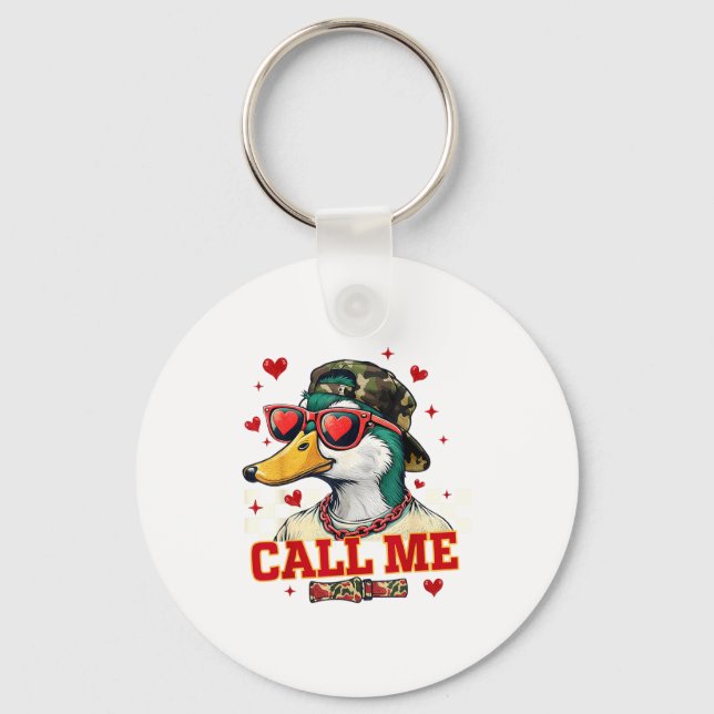 Funny Valentine's Day Boy Duck Hunting Call Me Tod Keychain (Front)
