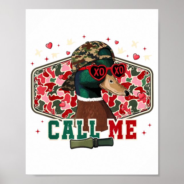 Funny Valentine's Day Boy Duck Hunting Call Me Tod Poster (Front)