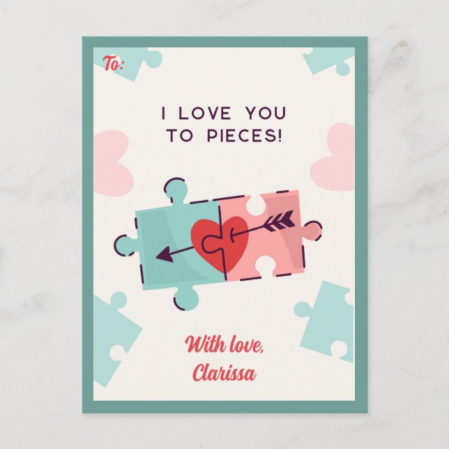 Funny Valentines Day Card Kids Puzzle (Classroom) (Front)