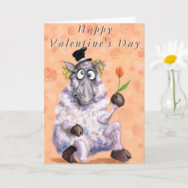 Funny Valentine's Day Card Romantic Ram (Small Plant)
