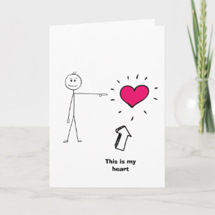 Funny Valentine's Day Card, stick figure heart Card