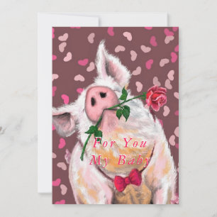 Funny Valentine's Day Card with Gentleman Pig