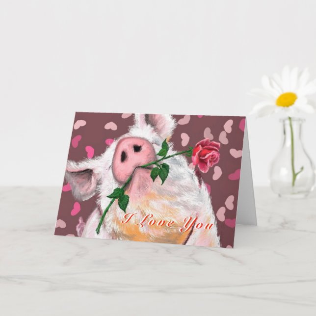 Funny Valentine's Day Card with Gentleman Pig (Small Plant)