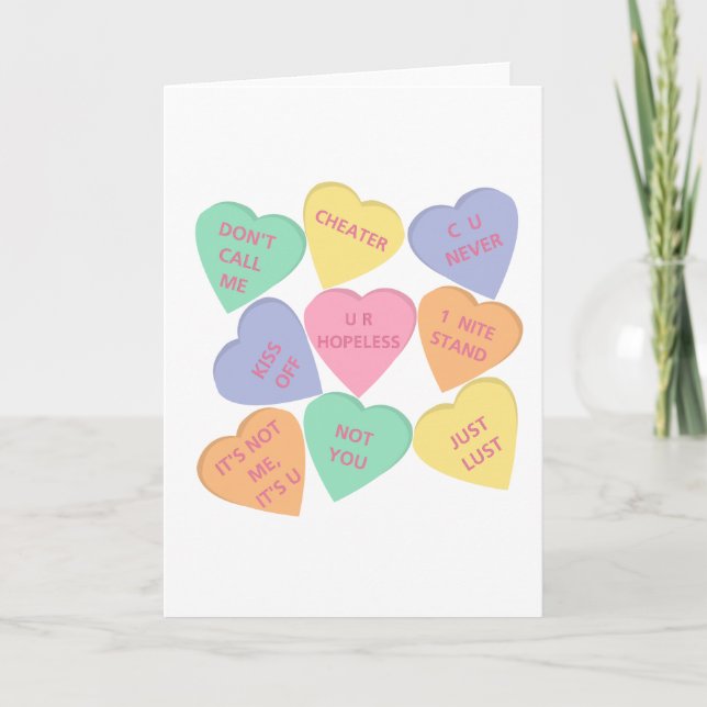 Funny Valentine's Day conversation hearts Holiday Card (Front)