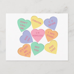 Funny Valentine's Day conversation hearts Holiday Postcard