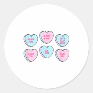 Funny Valentines Day Conversation Hearts Social Di Classic Round Sticker