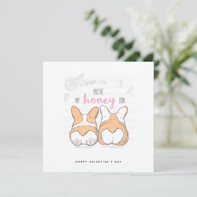 Funny Valentines Day Corgi Dog Butt Card (Standing Front)