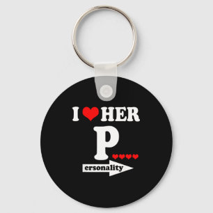 Funny Valentine's Day Couple Matching I Love Her I Keychain