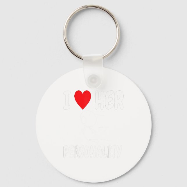 Funny Valentine's Day Couple Matching I Love Her I Keychain (Front)