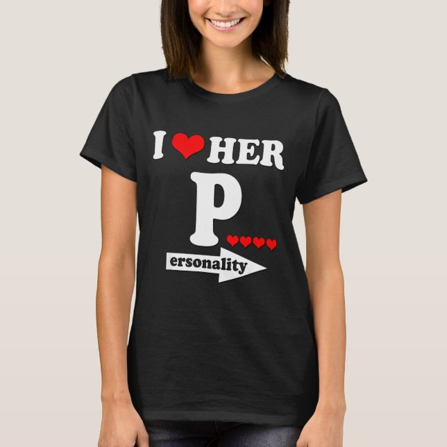 Funny Valentine's Day Couple Matching I Love Her I T-Shirt (Front)