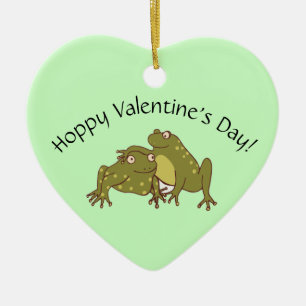 Funny Valentines Day Cute Frogs In Love Ceramic Ornament