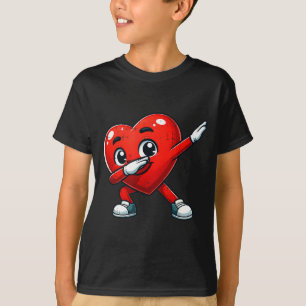Funny Valentines Day Dabbing Heart Lover Men Kids  T-Shirt