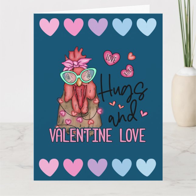 Funny Valentine's Day Greeting Card With A Chicken (Front)