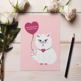 Funny Valentine's Day Grumpy White Cat Carte Plat