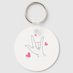 Funny Valentines Day Heart I Love You Hand Sign La Keychain
