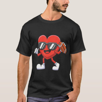 Funny Valentines Day Heart Playing Football Boys T-Shirt