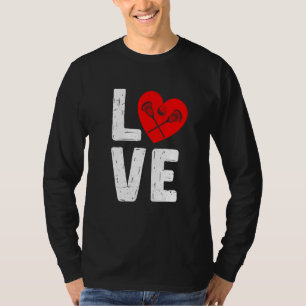 Funny Valentines Day Hearts Lacrosse Sports Playe T-Shirt