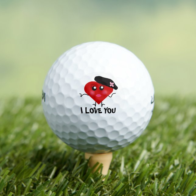 Funny Valentines Day I Love You Red Heart Mens Golf Balls (Insitu Tee)