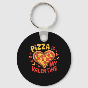 Funny Valentines Day Kids Boys Girls Pizza Is My V Keychain