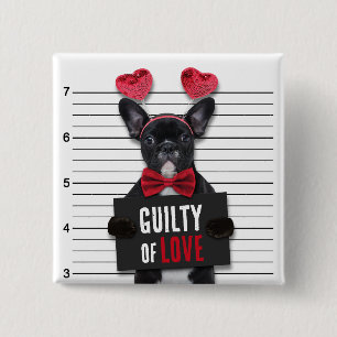Funny Valentine's Day Mugshot Guilty Love Dog 2 Inch Square Button