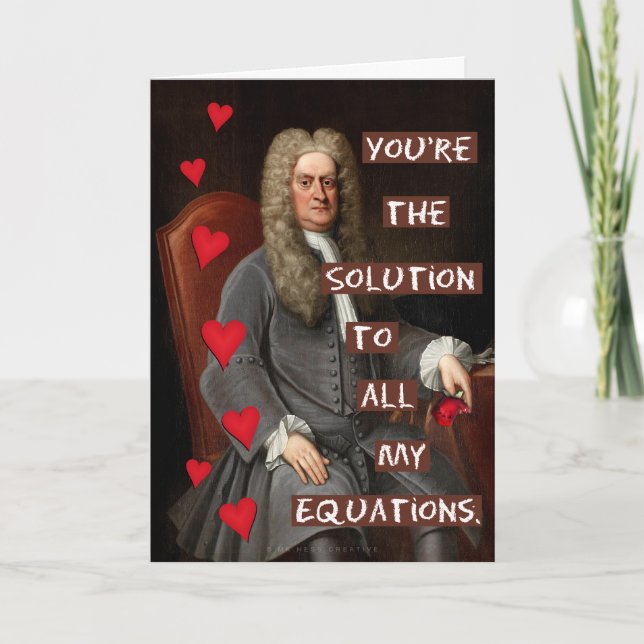 Funny Valentine's Day Newton Geek Math Love Holiday Card (Front)
