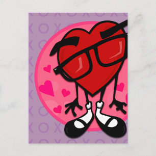 FUNNY VALENTINE'S DAY RED HEART PURPLE POSTCARD