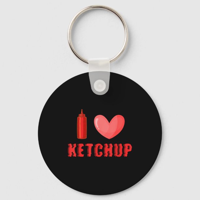 Funny Valentines Day Shirt I Love Ketchup Valentin Keychain (Front)