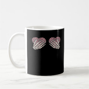 Funny Valentines Day Skeleton Hands Hearts Girl Cl Coffee Mug