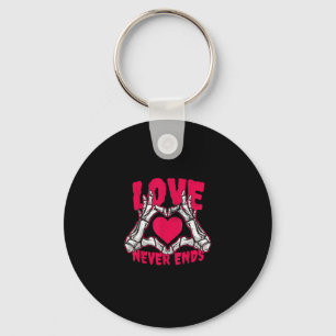 Funny Valentines Day Skeleton Heart Hands Keychain