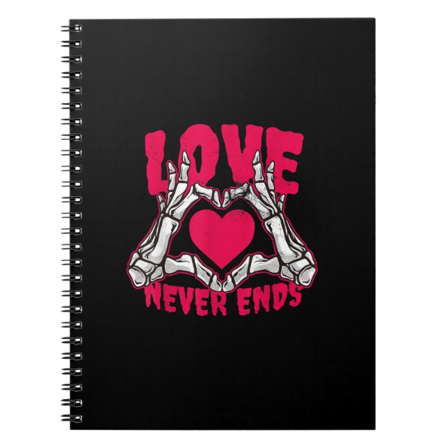 Funny Valentines Day Skeleton Heart Hands Notebook (Front)