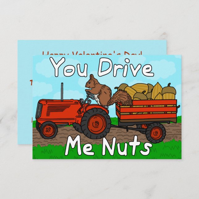 Funny Valentine's Day Squirrel Pun Kids Classroom Invitation (Front/Back)