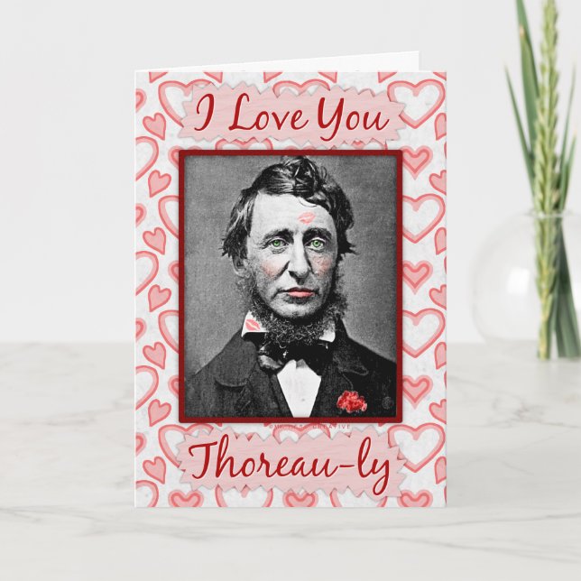Funny Valentine's Day Thoreau Bookworm Nerd Love Holiday Card (Front)