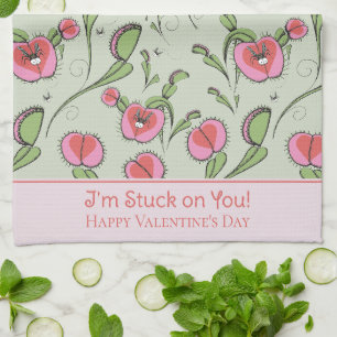 Funny Valentine's Day Venus Flytrap Plant  Kitchen Towel