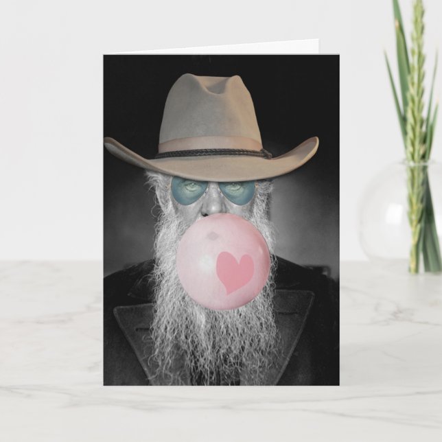 Funny Valentines for Partner Guy Chewing Gum Card (Front)