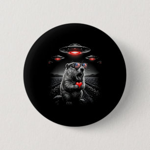 Funny Valentines Groundhog Selfie Alien Ufo Usa Fl 2 Inch Round Button