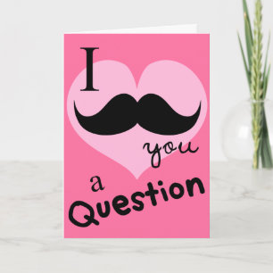 Funny Valentines moustache love pink Card