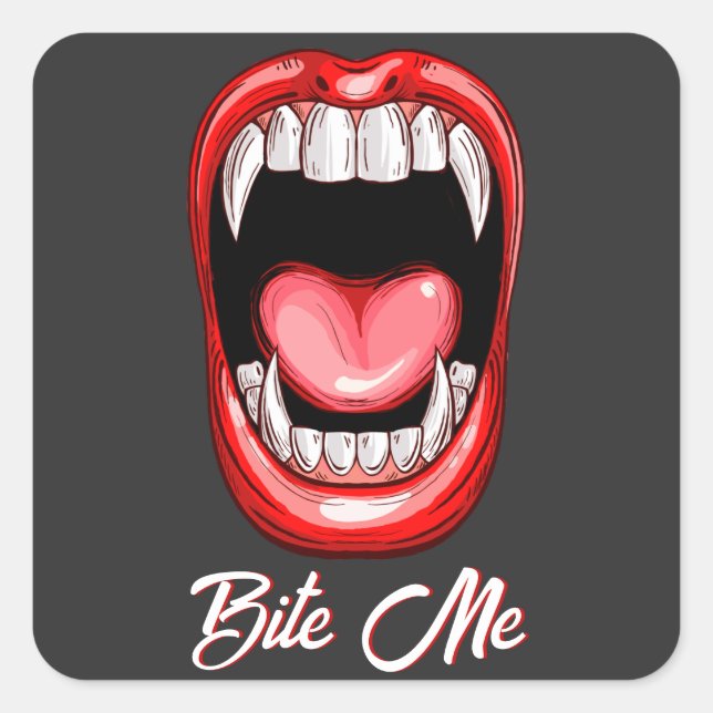Funny Vampire Bite Halloween Square Sticker (Front)