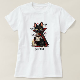 Funny Vampire Black Cat Coffee Skull Halloween T-Shirt