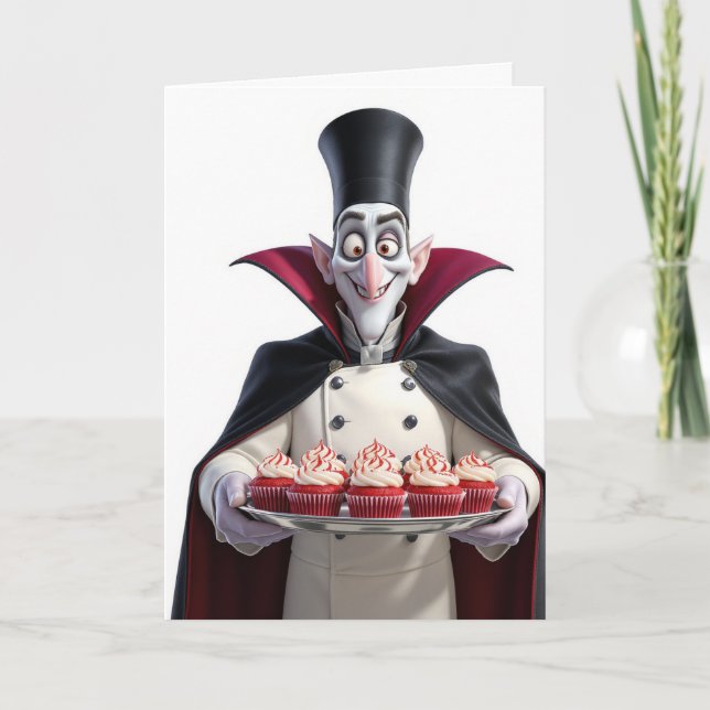 Funny Vampire Chef Birthday Card (Front)